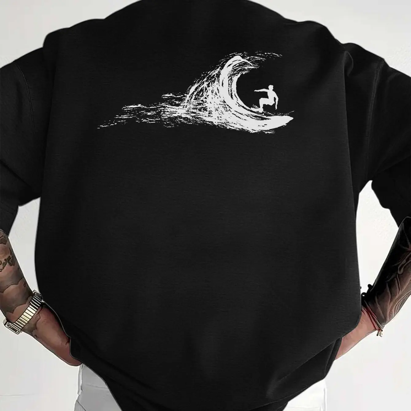 Slogans Surfers Men Casual Short Sleeve T-Shirt Breathable Moisture-Wicking Fabric Surf-Themed Wave Surfer Graphic Men Clothing