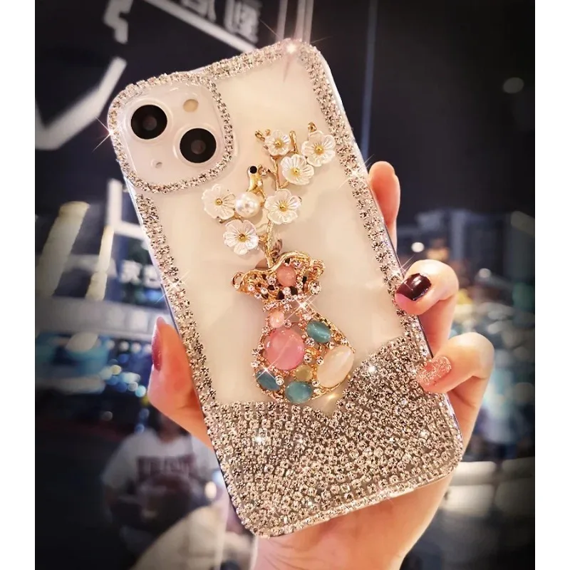 

Luxury Color Diamond Bling Chain Jewelry Crystal Phone Case Cover for Samsung Galaxy S23 S24 Plus S21 S22 24Ultra Note 20