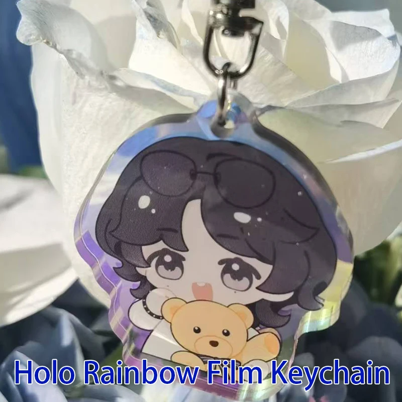 Custom Keychains   Clear Acrylic Charm Cartoon AnimeHolographic Cute Design Customized PhotoEpoxy Star Film Key Chains For Gifts