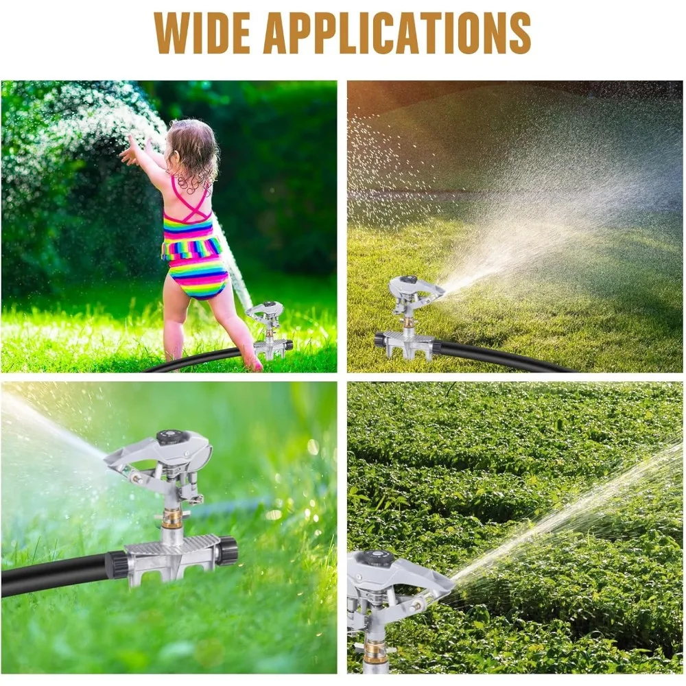 2-х шт. спринклер для газона, сверхмощная регулируемая спринклерная головка для импульсной воды с шиповым основанием, регулируемая зона распыления и расстояние