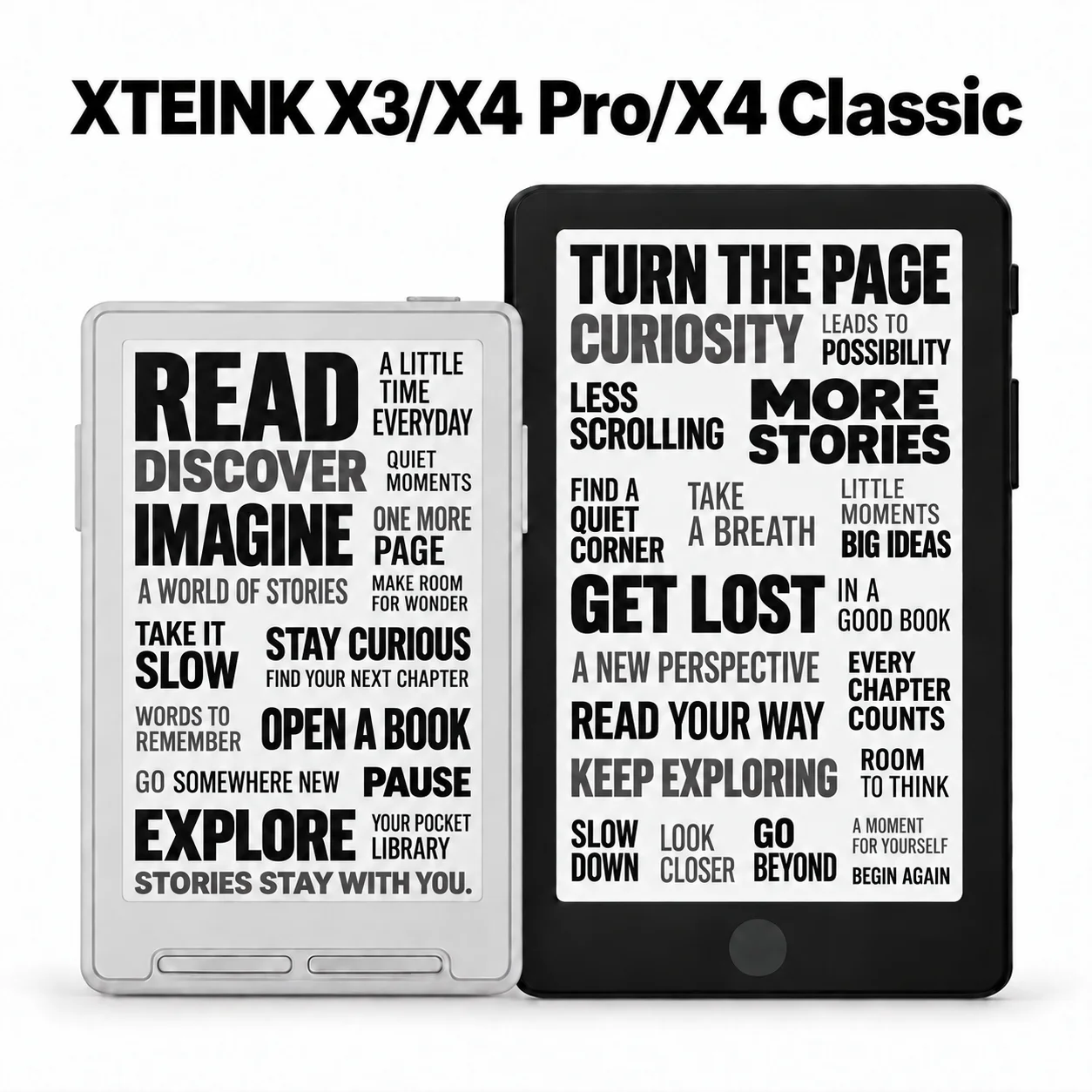 XTEINK X3 X4 Classic X4 Pro – lekki, przenośny czytnik e-booków z magnetycznym uchwytem, ekran 4,3 cala, ultracienki, 16 GB.