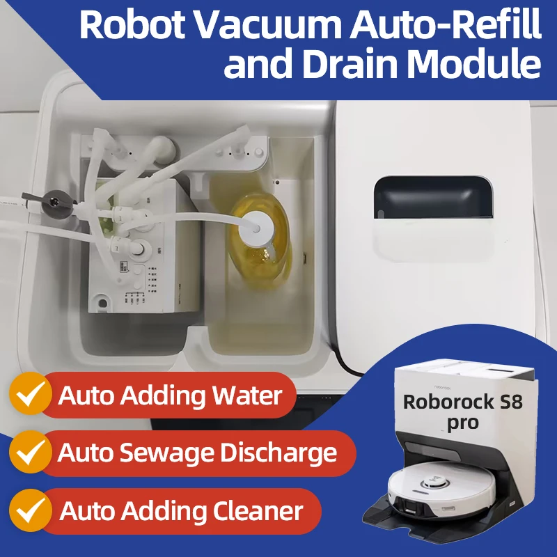 Roborock-Kit Robot Vacuum Água Mudança, Auto refil e drenagem de água, Kit Conexão, Acessórios, Módulo, S8 Pro Ultra, S7 Max