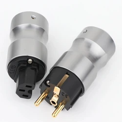 Krell 24K pozłacana europejska standardowa męska wtyczka zasilania sieciowego Audio HIFI europejskie żeńskie gniazdo zasilania