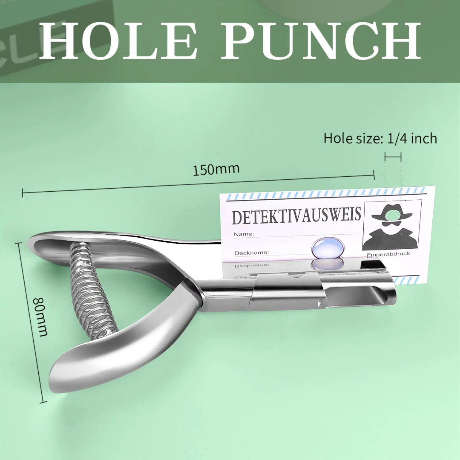 Robuster, robuster Einzellocher mit 2-Zoll-Reach-Deep-Hals, robuster 1/8-Zoll-Lochstanzer für Papier-ID-Karten, PVC-Tags
