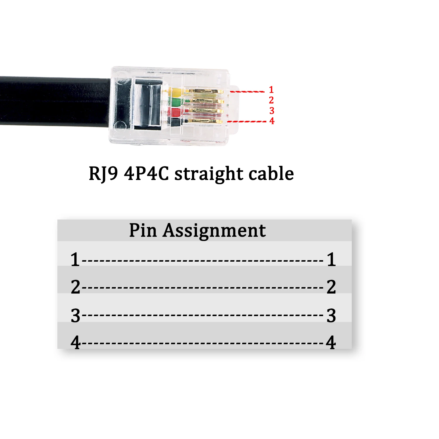 RJ9 to RJ9 Connector Telephone Cable Male  M-M 4p4c Adapter Modular Handset Voice Extension Data Cable