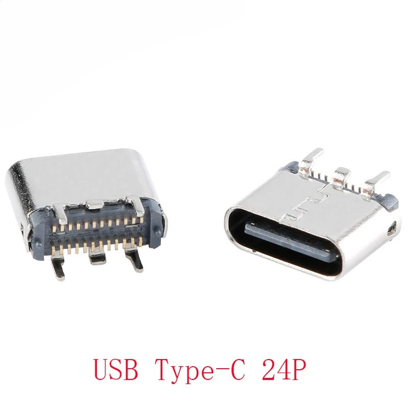 2-5pc 24Pin Vertical full sticker Female 90 degrees straight Socket Connector Micro USB Type C Jack plug Socket Connector