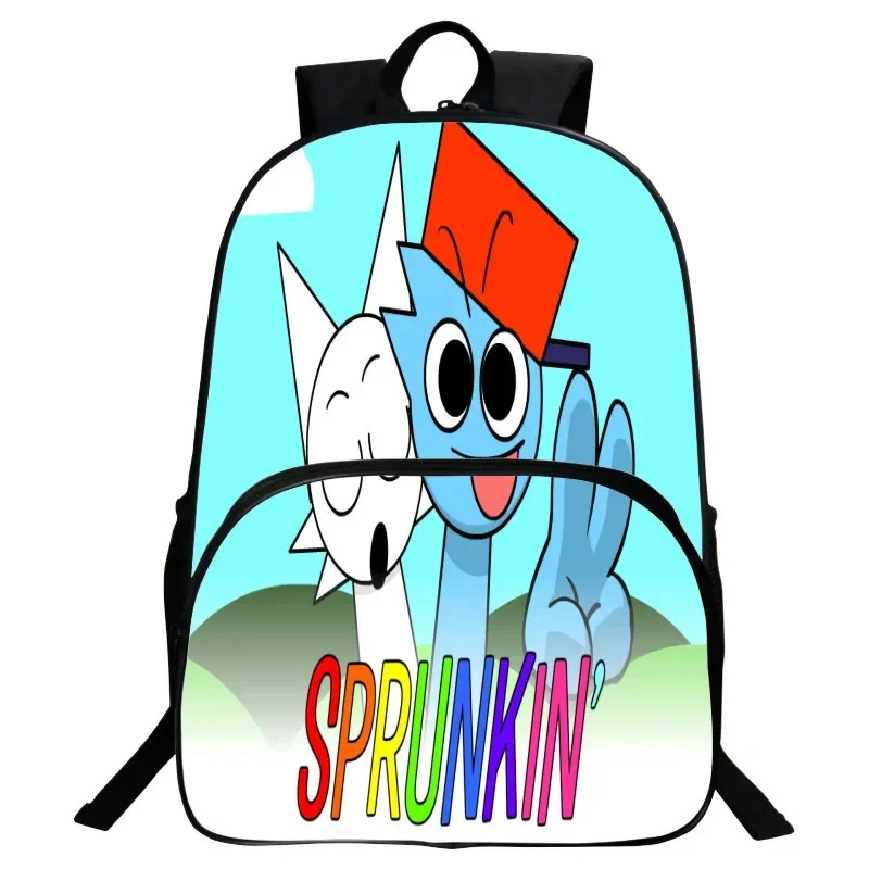Sprunki Novetly Backpack with Front Pocket Kid Lightweight School Bag-Student Canvas Bookbag Large Travel Knapsack for Child