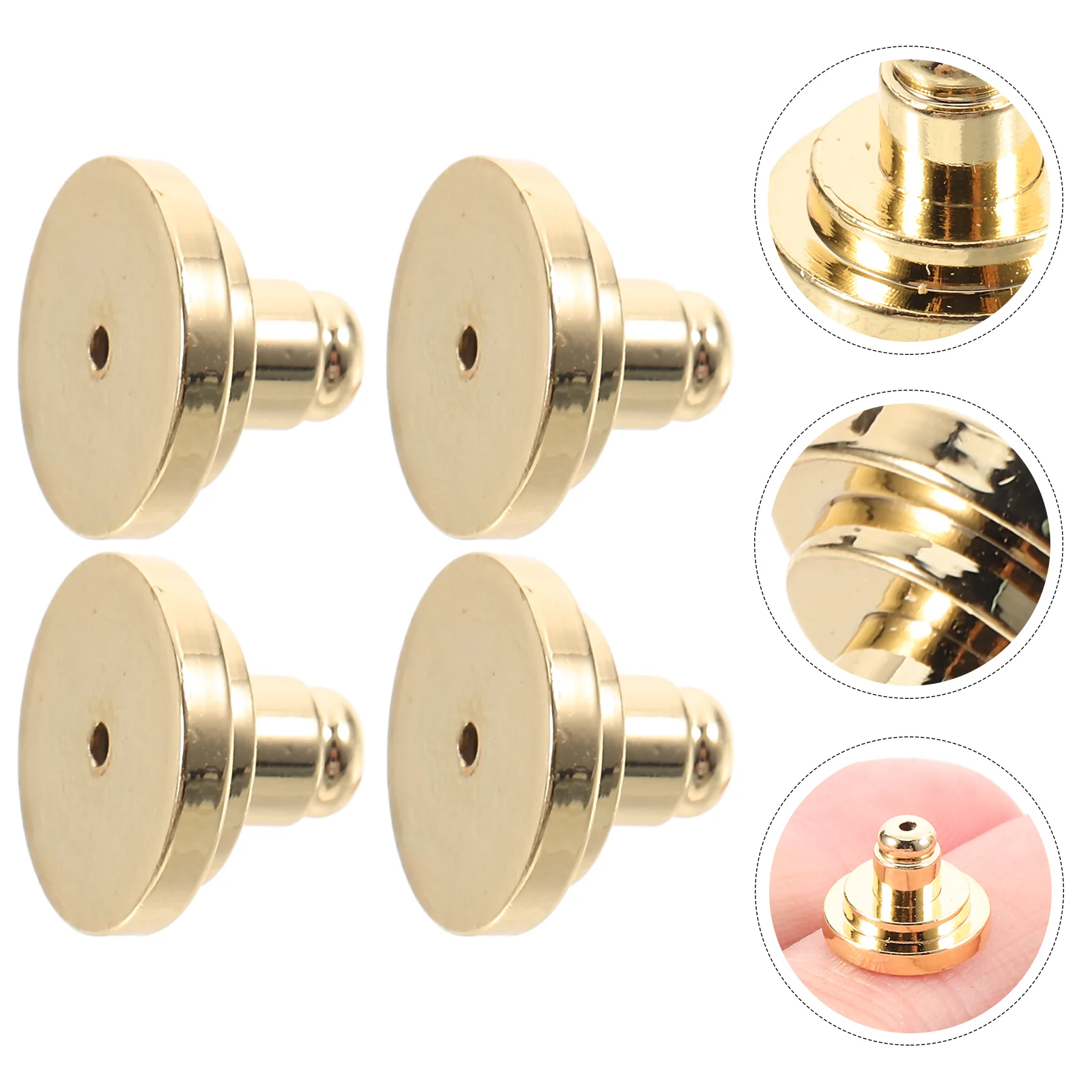 4 Pcs Stud Earplugs Back Earring Stoppers Best Backs for Droopy Ears Earrings Screw Heavy Protector Brass Clip on