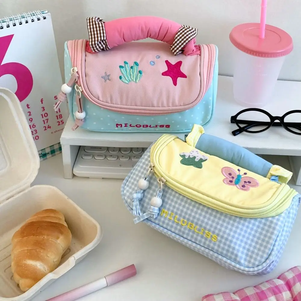 Portable Dopamine Color Pencil Case Multi-functional Large-capacity Stationery Pouch Stationery Storage Bag Back To School Gift