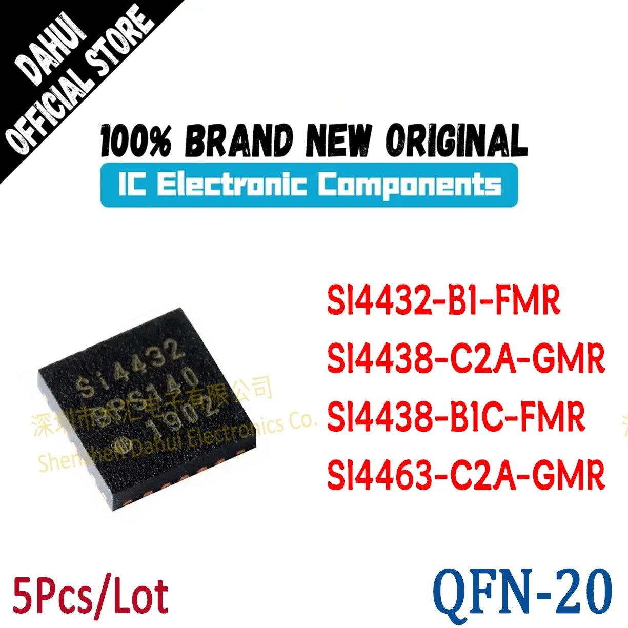 5Pcs SI4432-B1-FMR SI4438-C2A-GMR SI4438-B1C-FMR SI4463-C2A-GMR SI4432 SI4438 SI4438 SI4463 QFN-20 Wireless Transce New Original