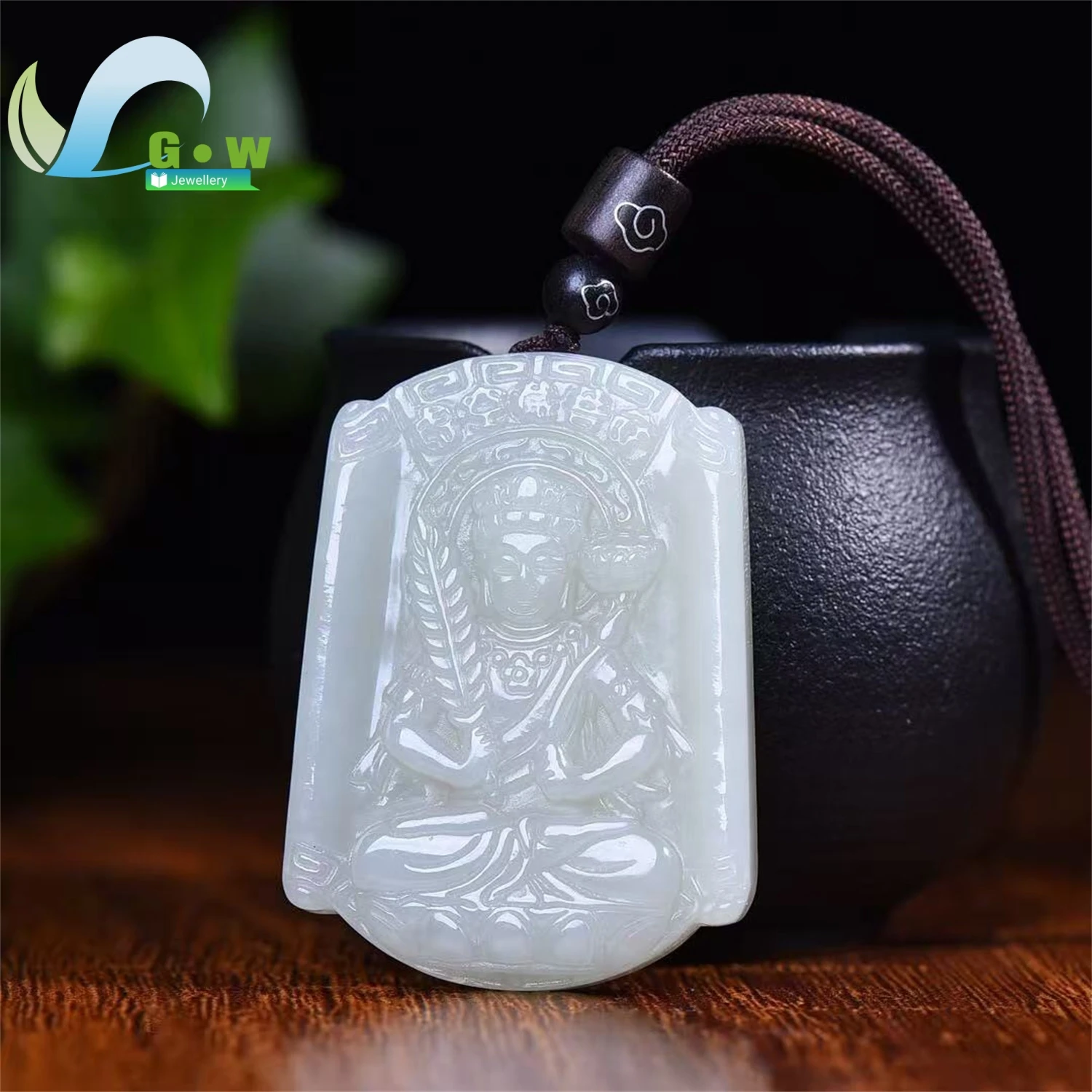Natural Hetian Jade Guanyin Pendant Necklace Unisex Exquisite Carved Gemstone Amulet Fine Jewelry Daily Wear Elegant Charm Gift