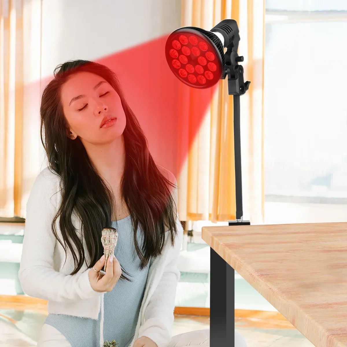 Red Light Therapy With Clip ,54W, Adjustable Socket ,Infrared Therapy Lamp for Body and Face Use, Baking Lamp, LED 660nm 680nm