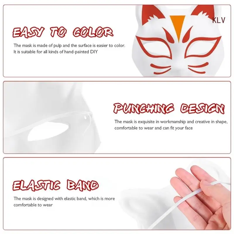 Masque enraciné pour femme, masque de chat peint à la main bricolage, demi-masque d'Halloween, cosplay anime japonais, masade Tim