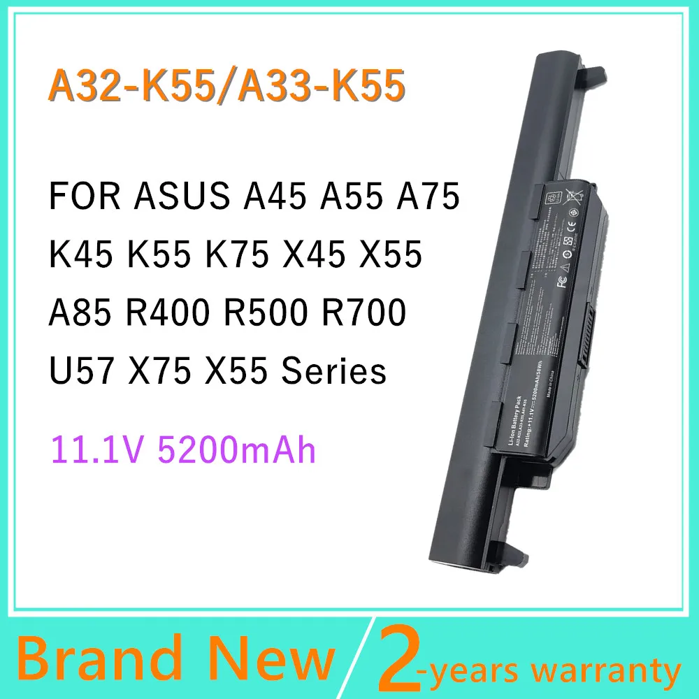 

New Laptop Battery For Asus X55U X55C X55A X55V X55VD A32-K55 X75V X75VD X45VD X45V X45U X45C X45A U57VM U57A U57V U57VD R700VM