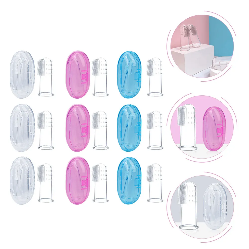9Pcs Silicone Baby Finger Toothbrush Oral Cleaner Soft Infant Toddler Teeth Cleaner Massage for Kids Baby Finger Toothbrush
