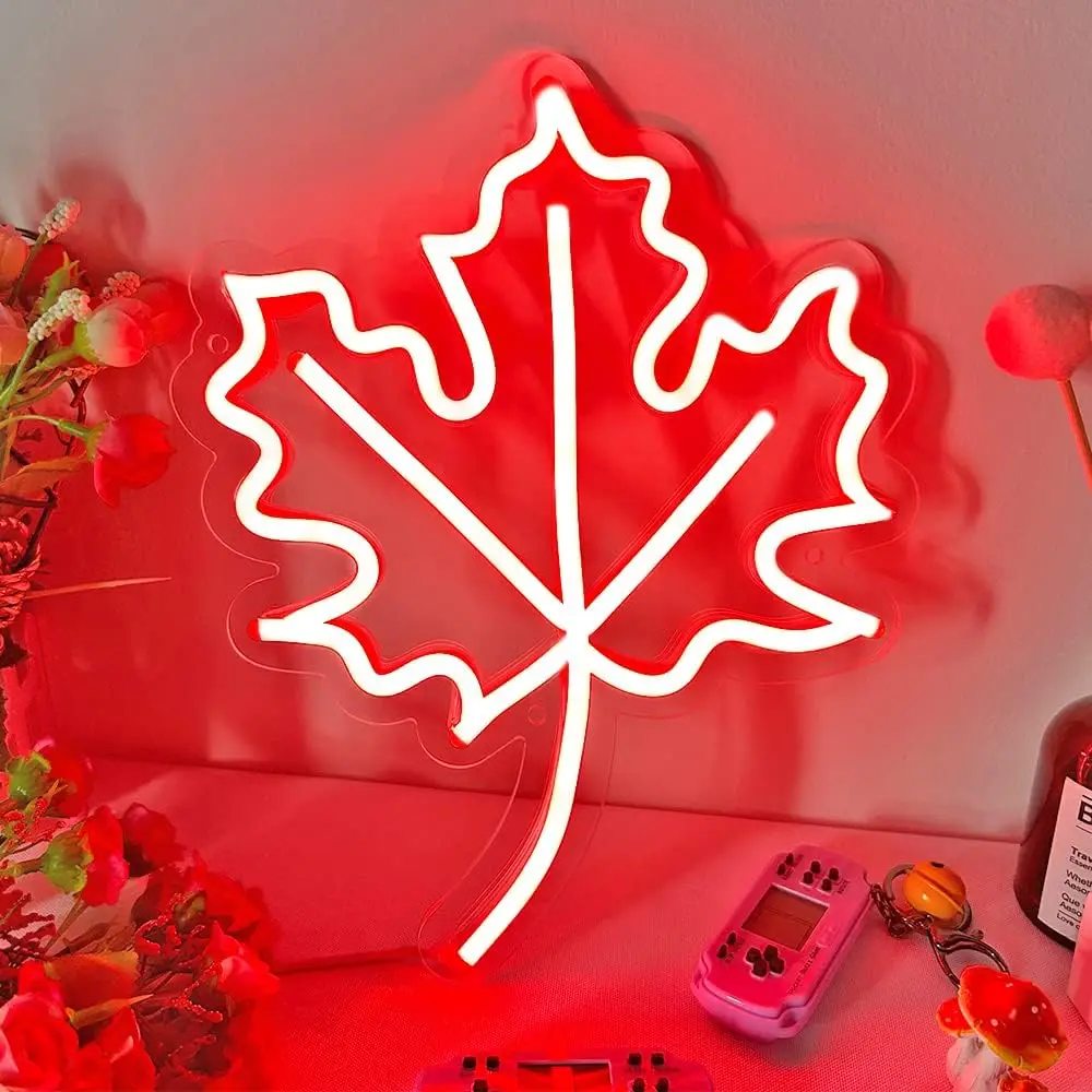 

Maple Leaf LED Neon Sign Dimmable Neon Light Sign For Wall Decor Garden Party Club Bar Library Room Decor Birthday Art Gift
