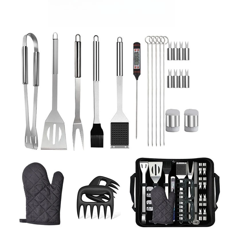 

BBQ Tools 25-piece Set, Oxford Cloth Bag BBQ Stainless Steel Portable Set Portable Outdoor Picnic Equipment