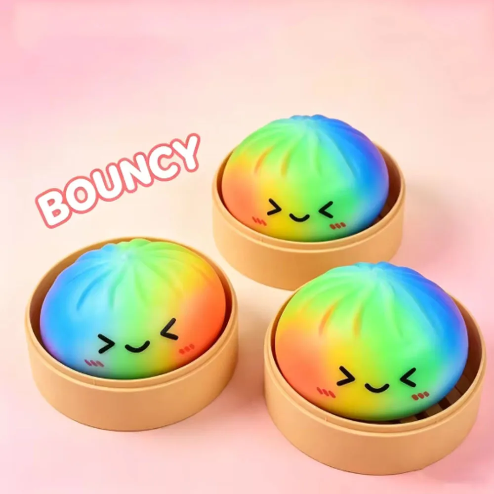#Sensory Squeeze Toy Soft Glitter Giant Funny Rainbow Dumpling Balls Sensory Toys Colorful Dumpling Squish y Stress Relief Balls