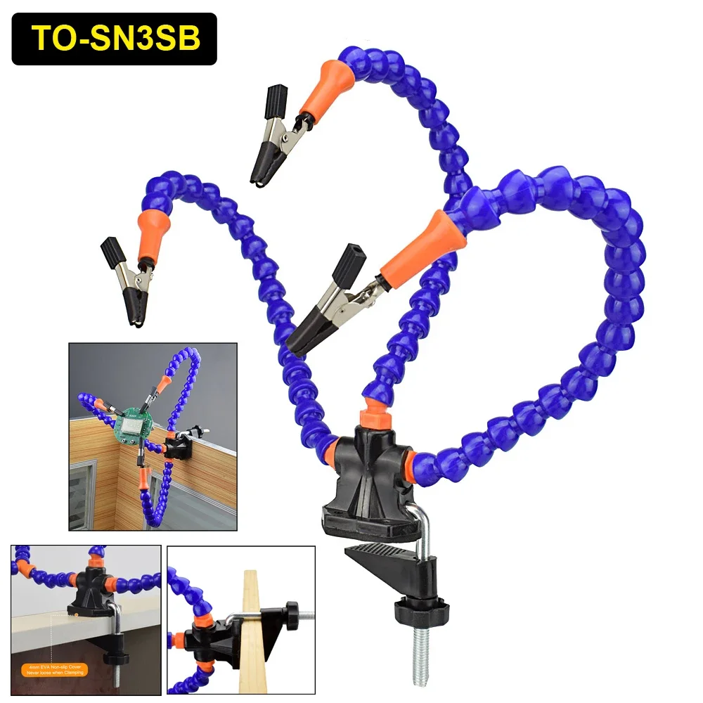 NEWACALOX Upgrade Bench Vise Clip-on Soldering Third Hand Helping Hans 3/4/ 5Pcs Flexible Arms PCB Holder Welding Repair Tool