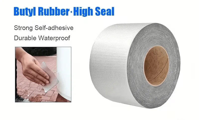 1Roll 236.22Inch Self-Adhesive Silver Butyl Aluminum Foil Sealing Tape, Waterproof Leak-Proof Insulation Noise Reduction Seal St