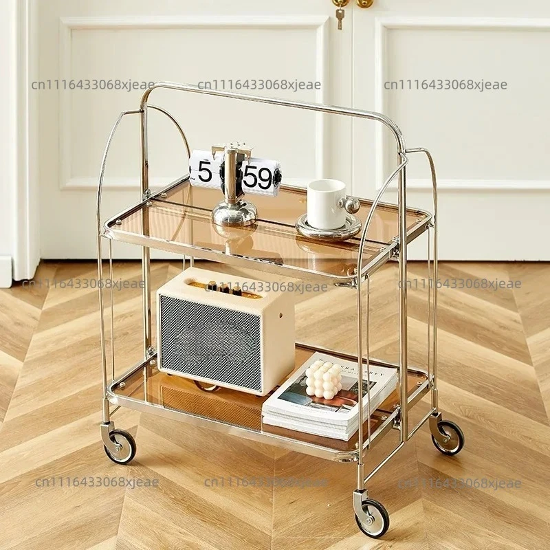 Kitchen Folding Cart Living Room Storage Mobile Corner Table Medieval Coffee Table Furniture