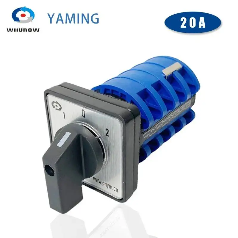 Rotary switch on-off-on 3 position 4 phases 20A 500V double speed motor switch small plate changeover cam switch LW8-20-5.5S1/4