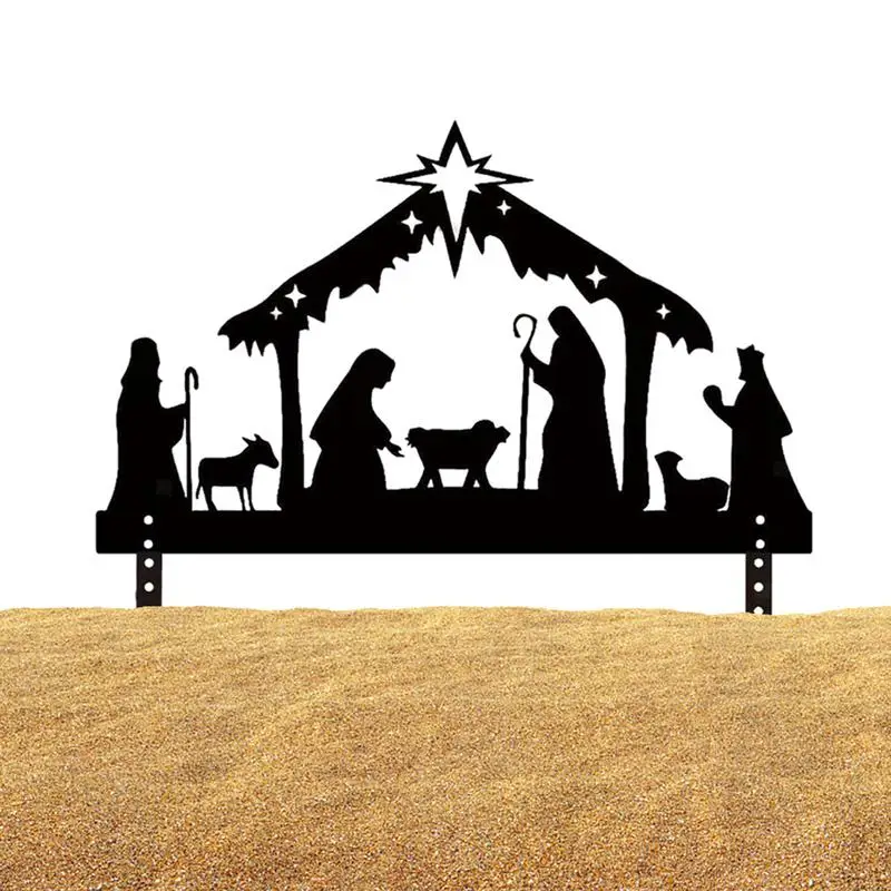 Nativity Scene Outdoor Nativity Decorative Garden Stakes Christmas Decor Theme Party Ornament Silhouette Yard Stakes Sign For