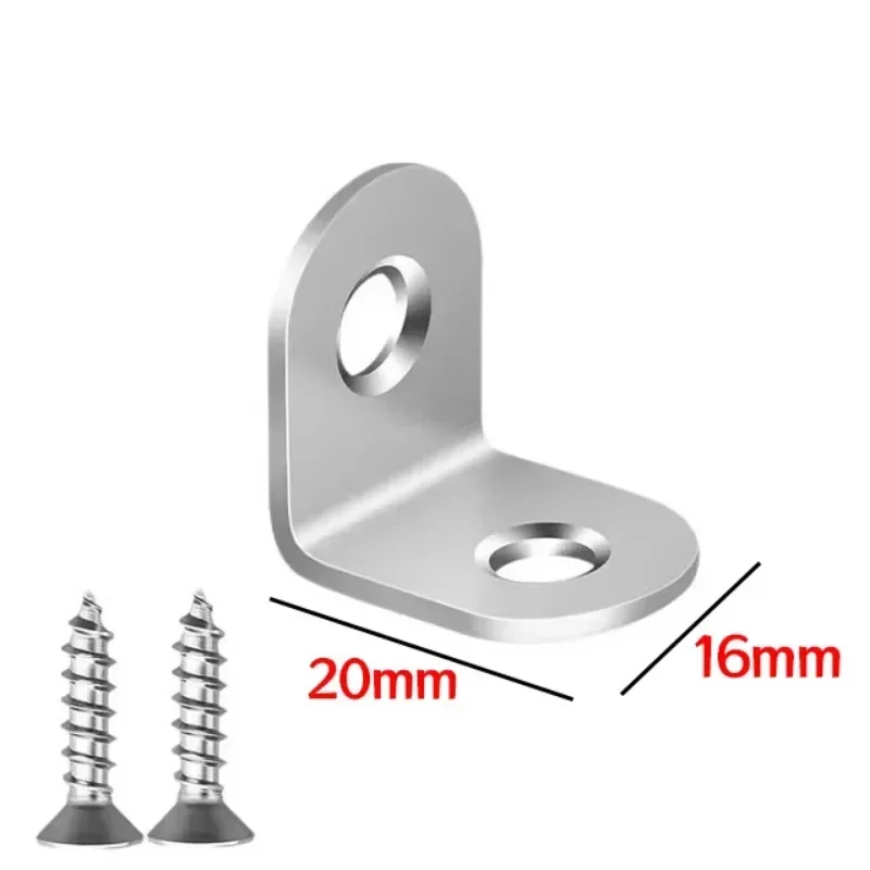 50/1Sets Stainless Steel L-shaped Corner Code with Screws 90 Degree Right Angle Bracket Furniture Stable Connector Accessories