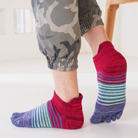 5 Pairs Colorful Striped Sport Ankle Socks with Fingers Men Boys Sweat-Absorbing Anti-Friction Casual Happy Toe Socks Fashions