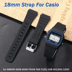 18mm Soft Silicone Strap for Casio W800H SGW-400H F91W F84 F105/108 AE1200/1300 Sport Watchband Men Women Replacement Bracelet