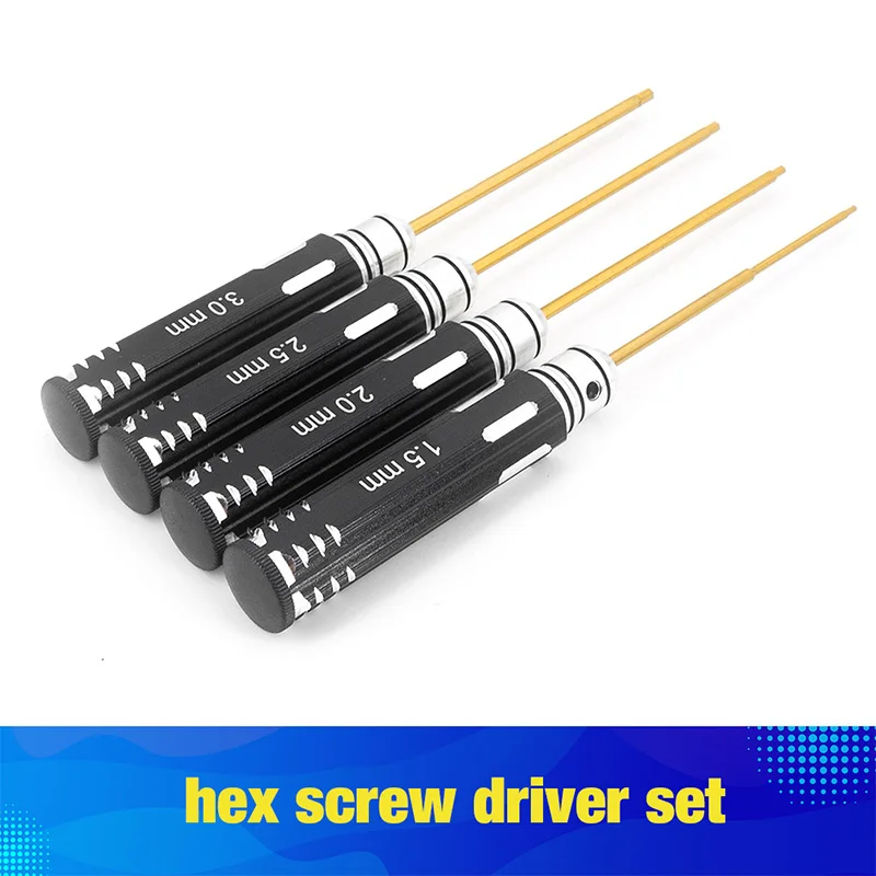 

RC Tools Hex Screw Driver Screwdriver Set Hexagon Tool Kit 1.5mm 2.0mm 2.5mm 3.0mm For FPV Racing Drone Heli Airplanes Cars Boat