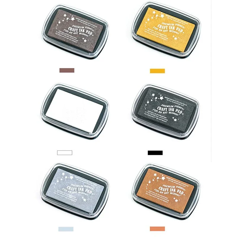 Metallic Stamp Pad DIY Scrapbooking Metal Ink Pad Pearly Lustre Rubber Stamps Pad Seal Gold Silver Black Stamping Tools