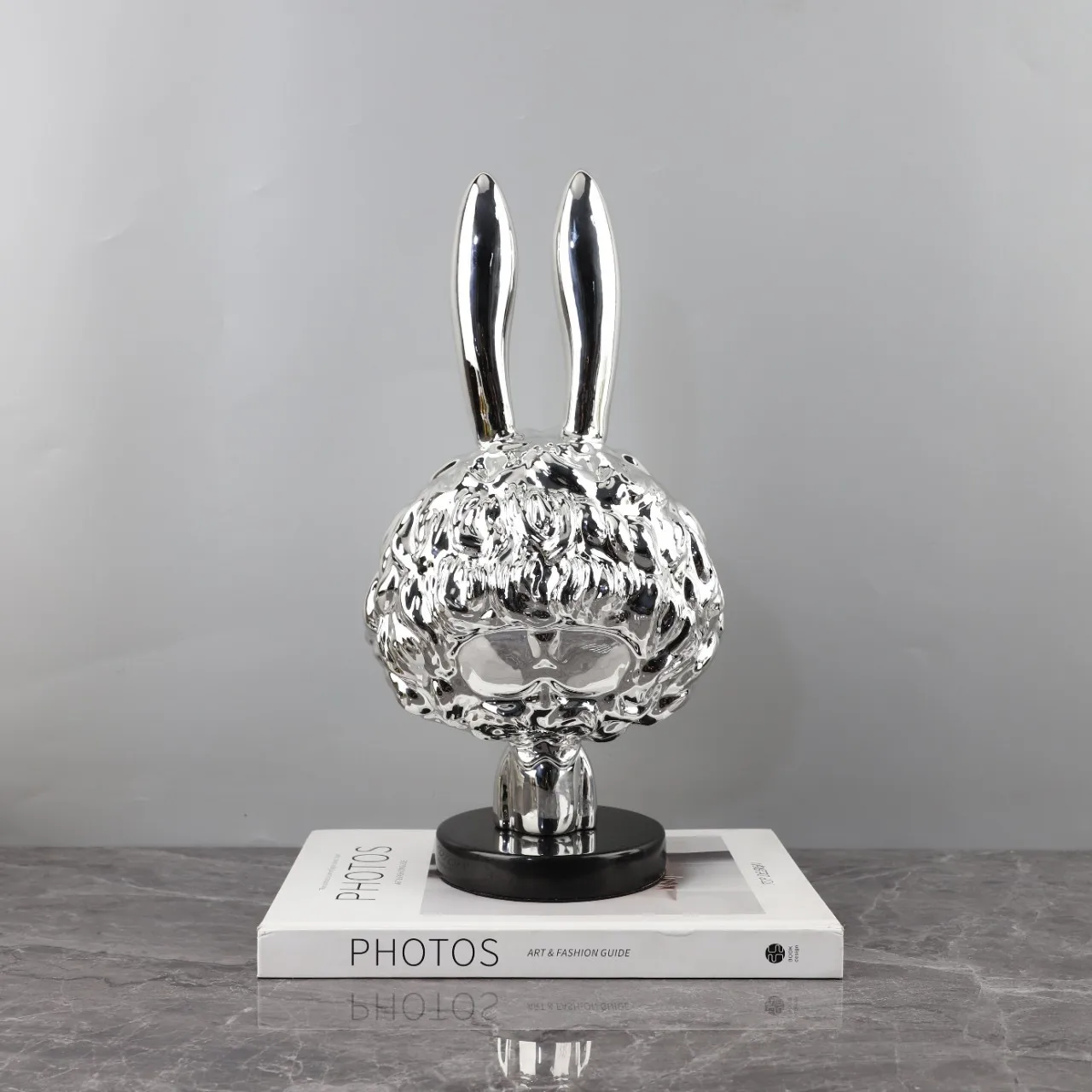 Nordic advanced sense rocket rabbit animal sculpture electroplated resin ornament living room TV cabinet bedroom home decoration