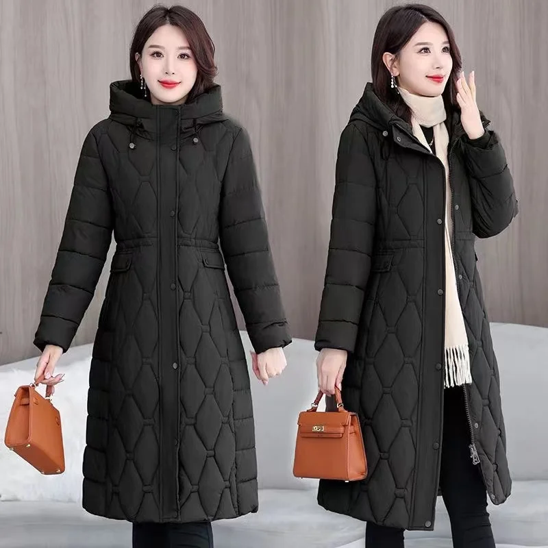 Winter Long Coat Women\'s 2024 Fashion New Thicken Cotton padded Warm Snow Outerwear Loose Female Windproof Hooded Jacket Parkas