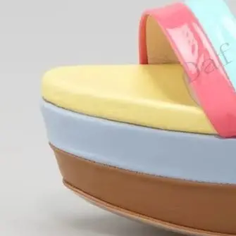 Women Color Block Platform High Heel Sandals Double Ankle Strap Buckle Open Toe Patchwork Stiletto Heels Party Summer Sandals