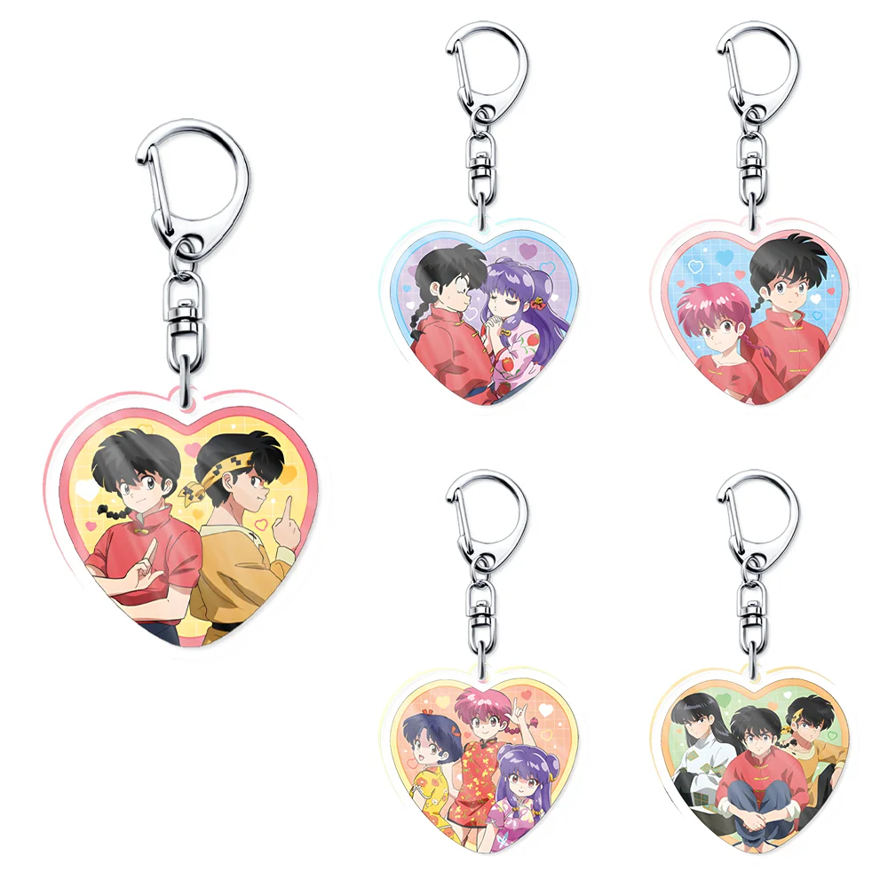 Anime Ranma 1/2 6cm Ranma Saotome Kasumi Tendou Kodachi Kunou Acrylic Key Cute Cartoon Schoolbag Pendant Display Collectibles