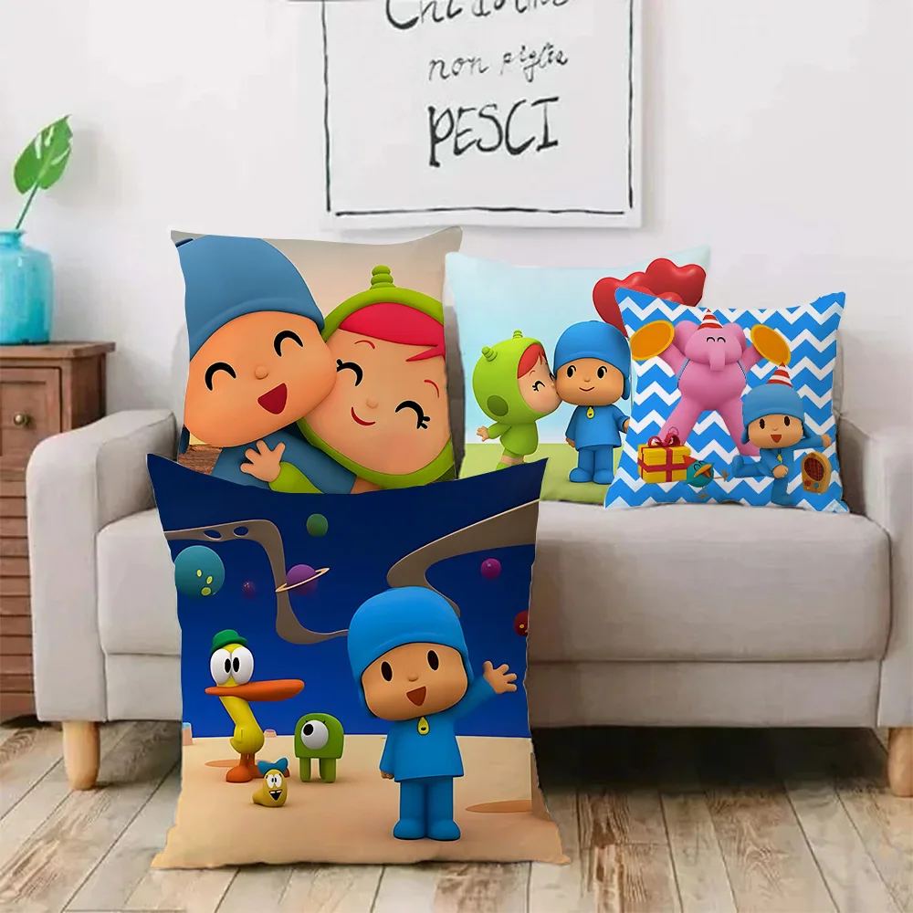 Pillow Covers Cartoon Cute Cartoon P-Pocoyos Sofa Decorative Home Double-sided Printing Short Plush Cute Cushion Cover