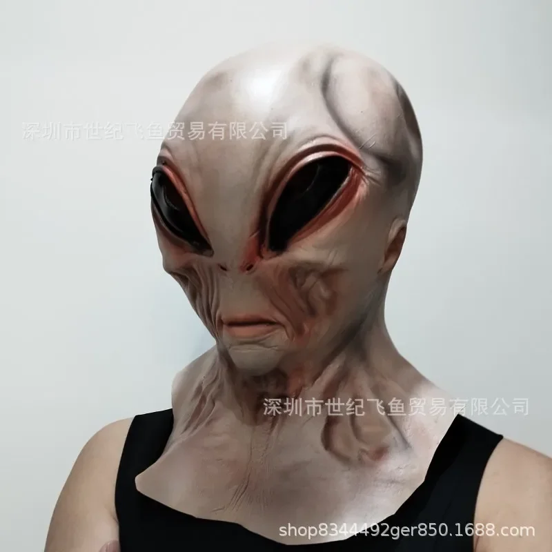 2025 قناع فضائي كامل الوجه للهالوين UFO غطاء رعب أزياء وإكسسوارات مخيفة 2025 #4