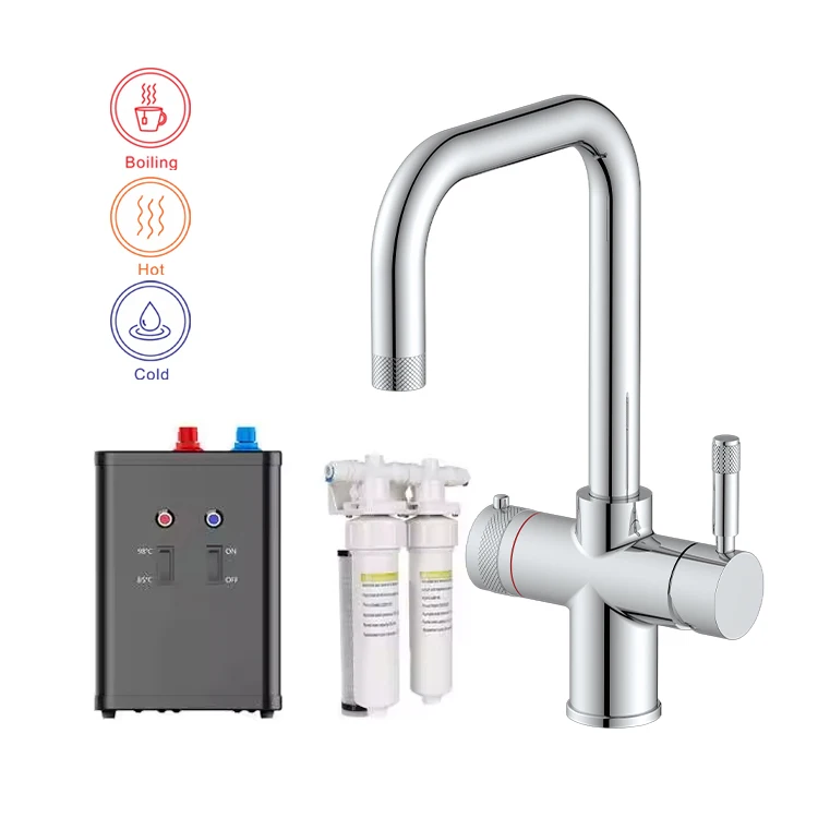 

Iwater China Manufactured Desk Mounted 3 in 1 3-Ways Dual Handle Instant Boiling Drinking Drink Water Kitchen Sink Faucet Tap