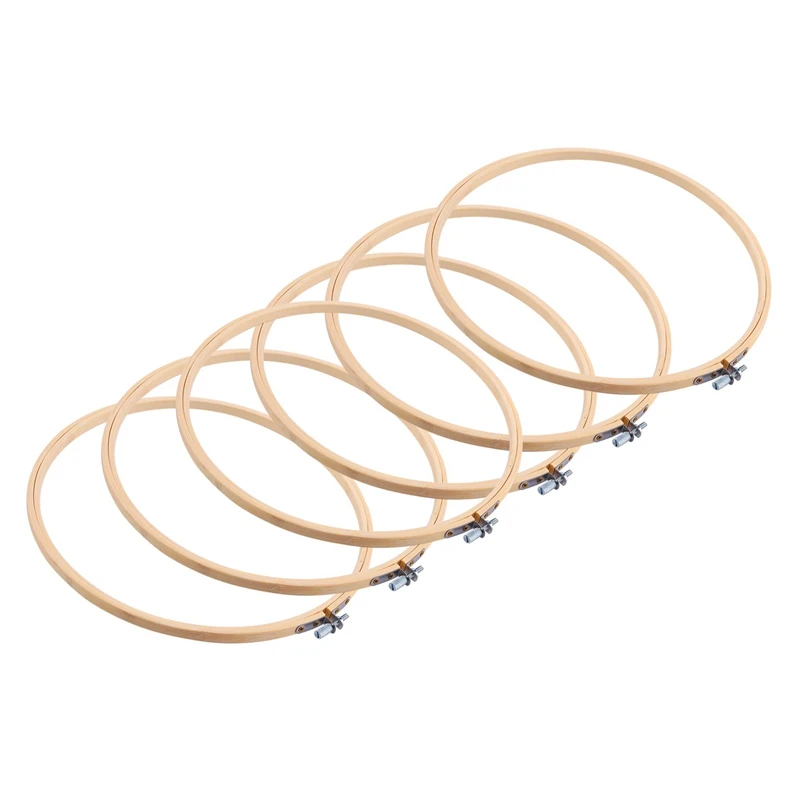 Cross stitch hoop 6 Pieces 10 Inch Embroidery Hoops Wooden Round Adjustable Bamboo Circle