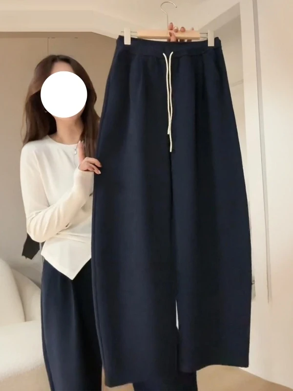 

plus Size Scythe Pants Wide Leg Casual Nine Points Women's Banana Pear Shape Body High Waist Loose Fit Korean Style Commute