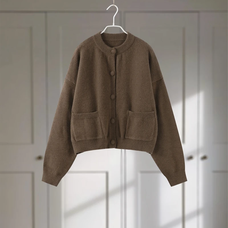 Elegant Knit Solid Women Cardigan O Neck Full Sleeve Single Breasted All-match Pocket Lady Jacket 2026 Spring Female Knitwear 12 S41bc22c8d7d645f69a9eab675285885eR