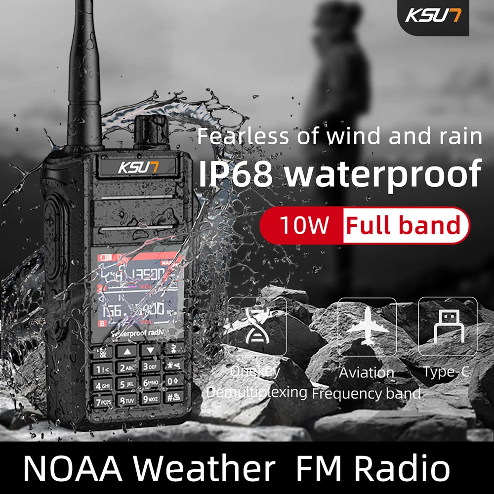 Wholesale Custom UV65P IP68 10W UHF VHF Dual Band 144-520MHz FM Radio Air Band Transceiver Walkie Talkie Communicator