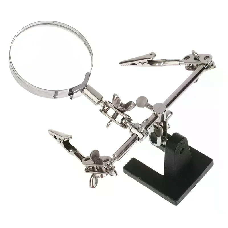 Third Hand Tool Soldering Stand With 5X Welding Magnifying Glass 2 Alligator Clips 360 Degree Rotating Adju Repair Tool Helping