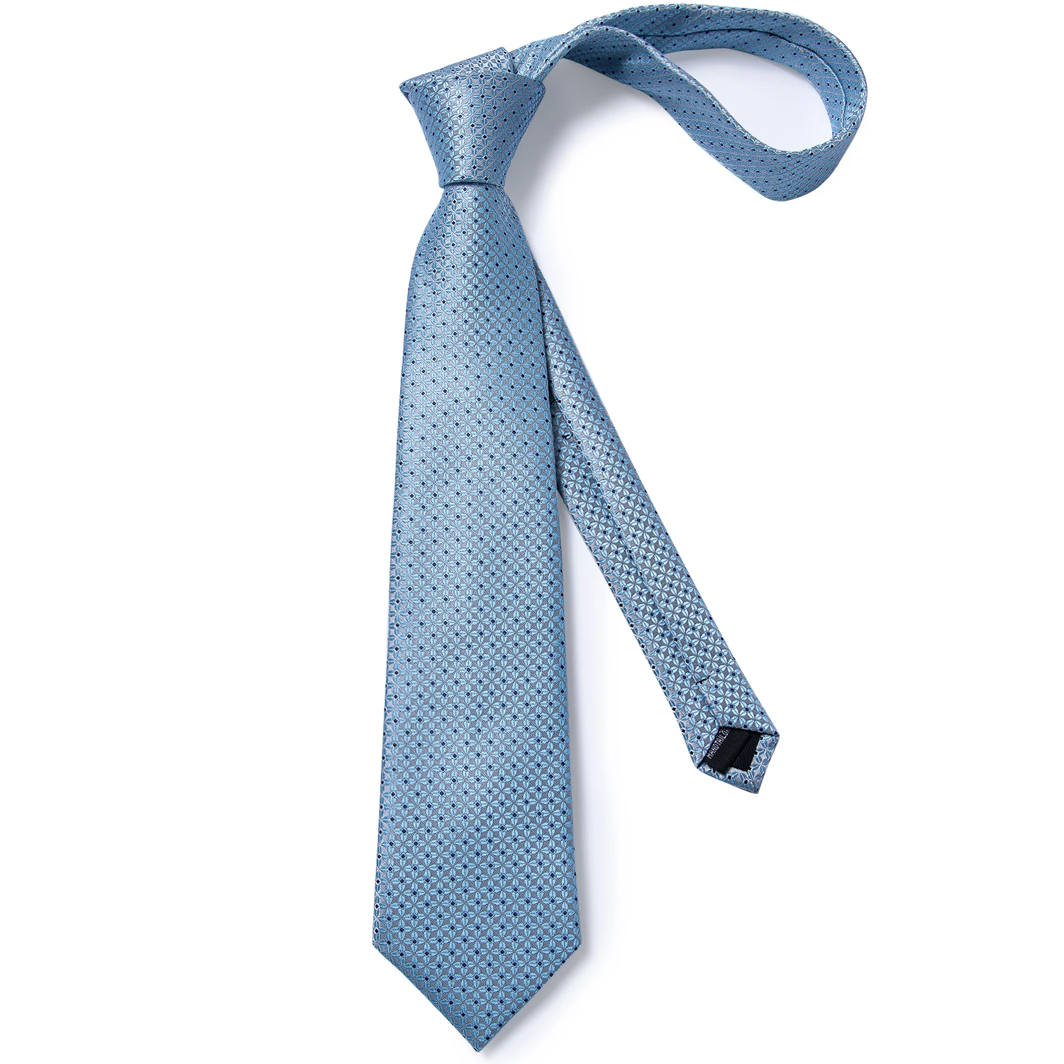 Luxury Blue Plaid Dot Silk Ties For Men Solid Wedding Accessories Neck Tie Handkerchief Cufflinks Set Gravatas Mens Gift DiBanGu