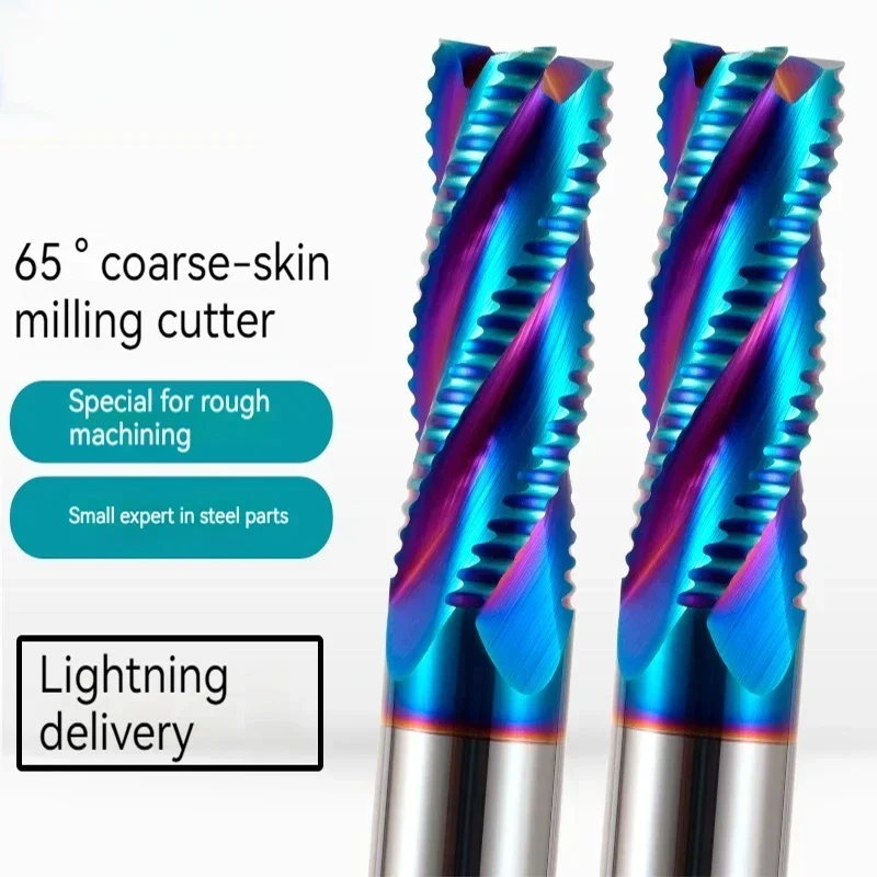 Roughing End Mill Solid Carbide CNC Machining 3 Flutes 4 Teeth for Metal Steel Iron Aluminum MDF Acrylic Wood Copper Plastic