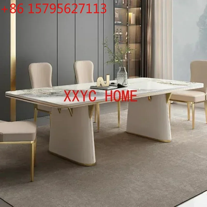 

Stainless Steel Modern Minimalist Dining Room Sets Innovative White Home Furniture 2m Long Rectangle Table Kitchen Muebles Hogar