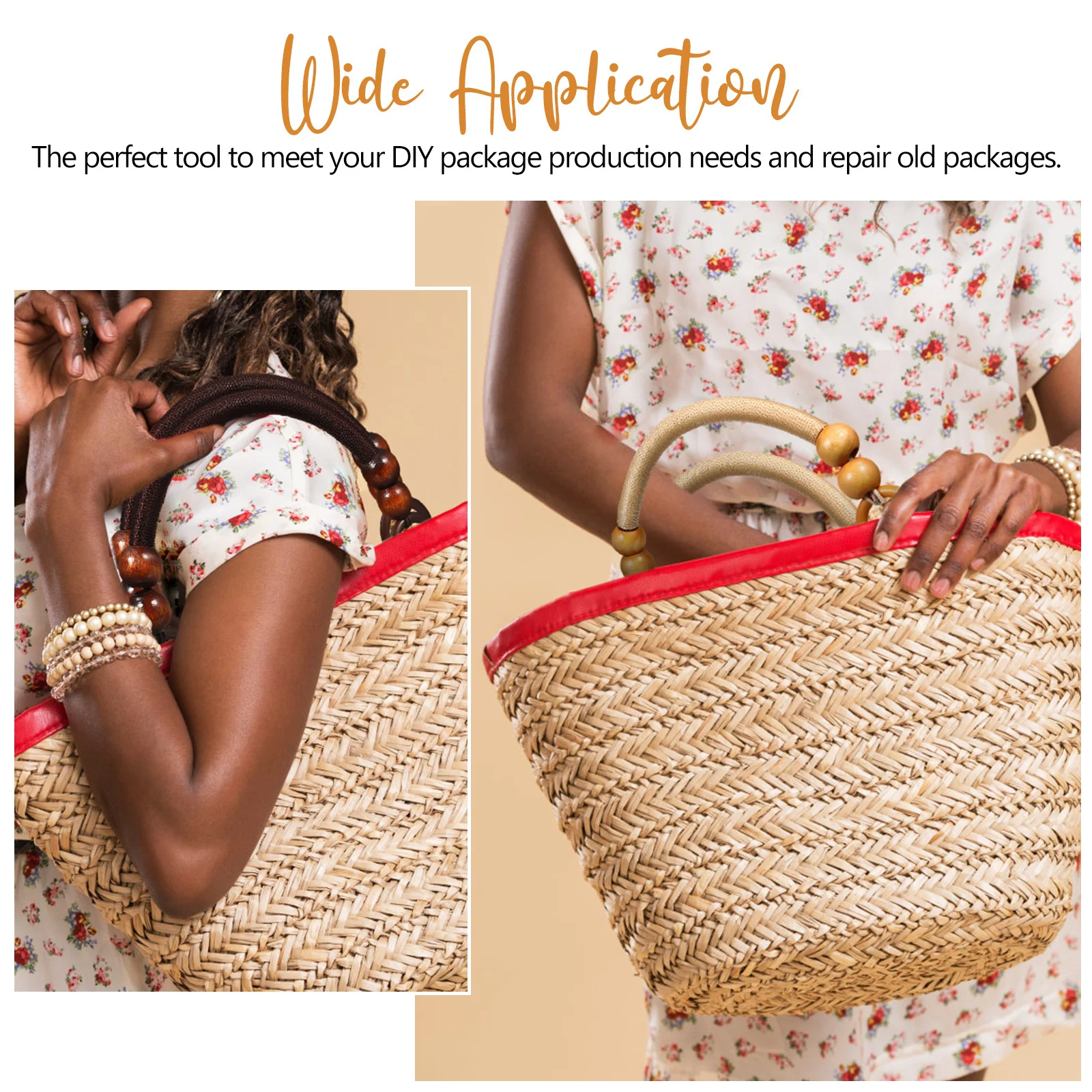 

4 Pcs Wooden Bead Handles Natural Coffee Color Nylon Rope Straps Handbag Replacement Bag Accessories Purse Wallet Shoulder