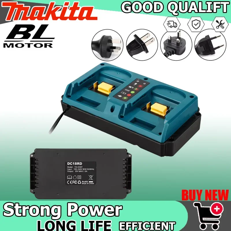 

Двойное зарядное устройство Makita 18V с вилкой EU/US, замена для оригинального зарядного устройства Makita 18V Li-ion, быстрое зарядное устройство для BL1815 BL1820 BL1830.