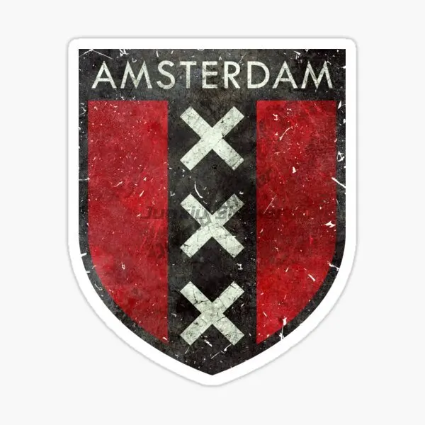 أمستردام العلم الوطني وشعار الفينيل ذاتية اللصق ملصق سيارة مقاوم للماء سيارة ملصق لاصق لامع ورائع اكسسوارات السيارات KK10cm